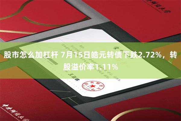 股市怎么加杠杆 7月15日皓元转债下跌2.72%，转股溢价率1.11%